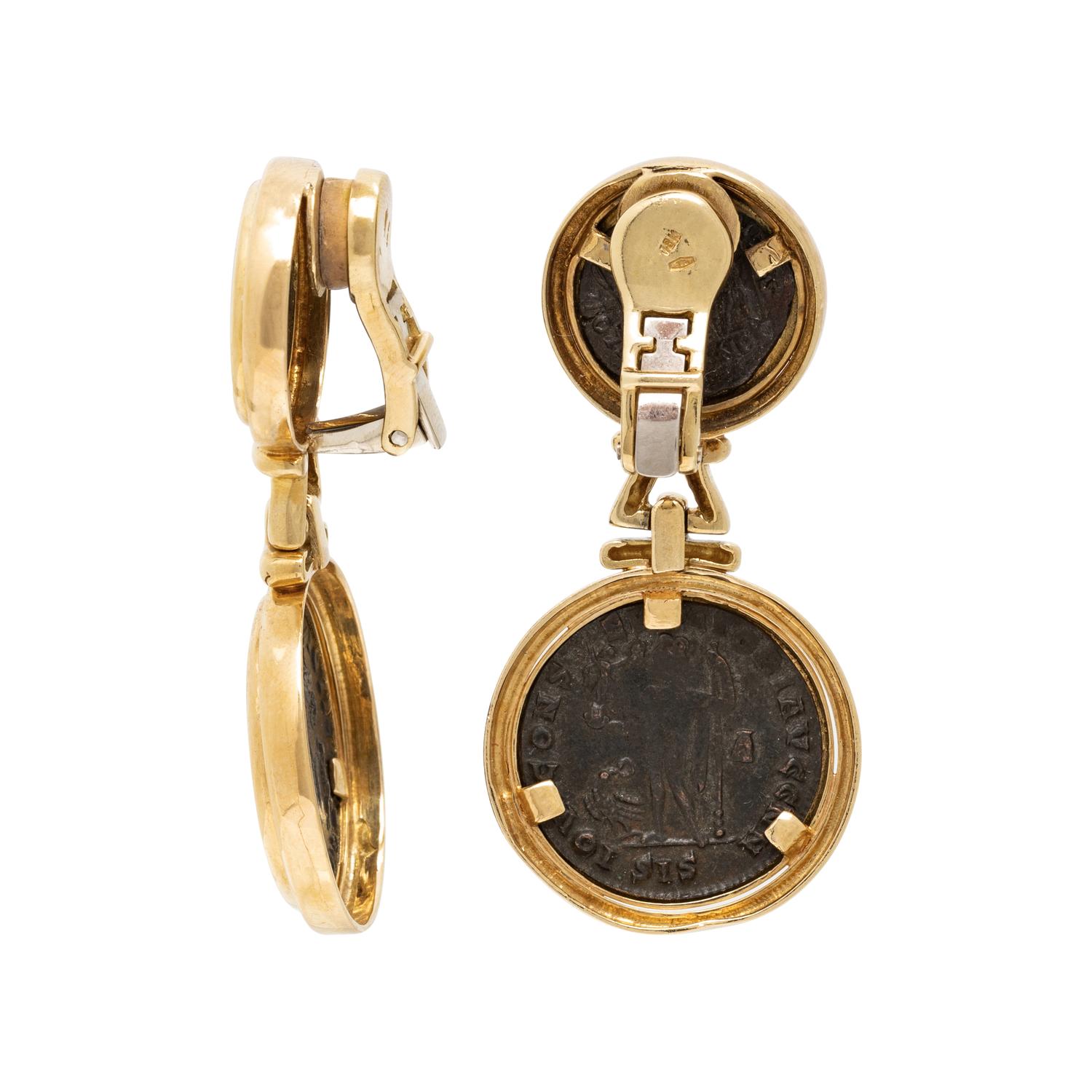 YELLOW GOLD AND COIN EARRINGS