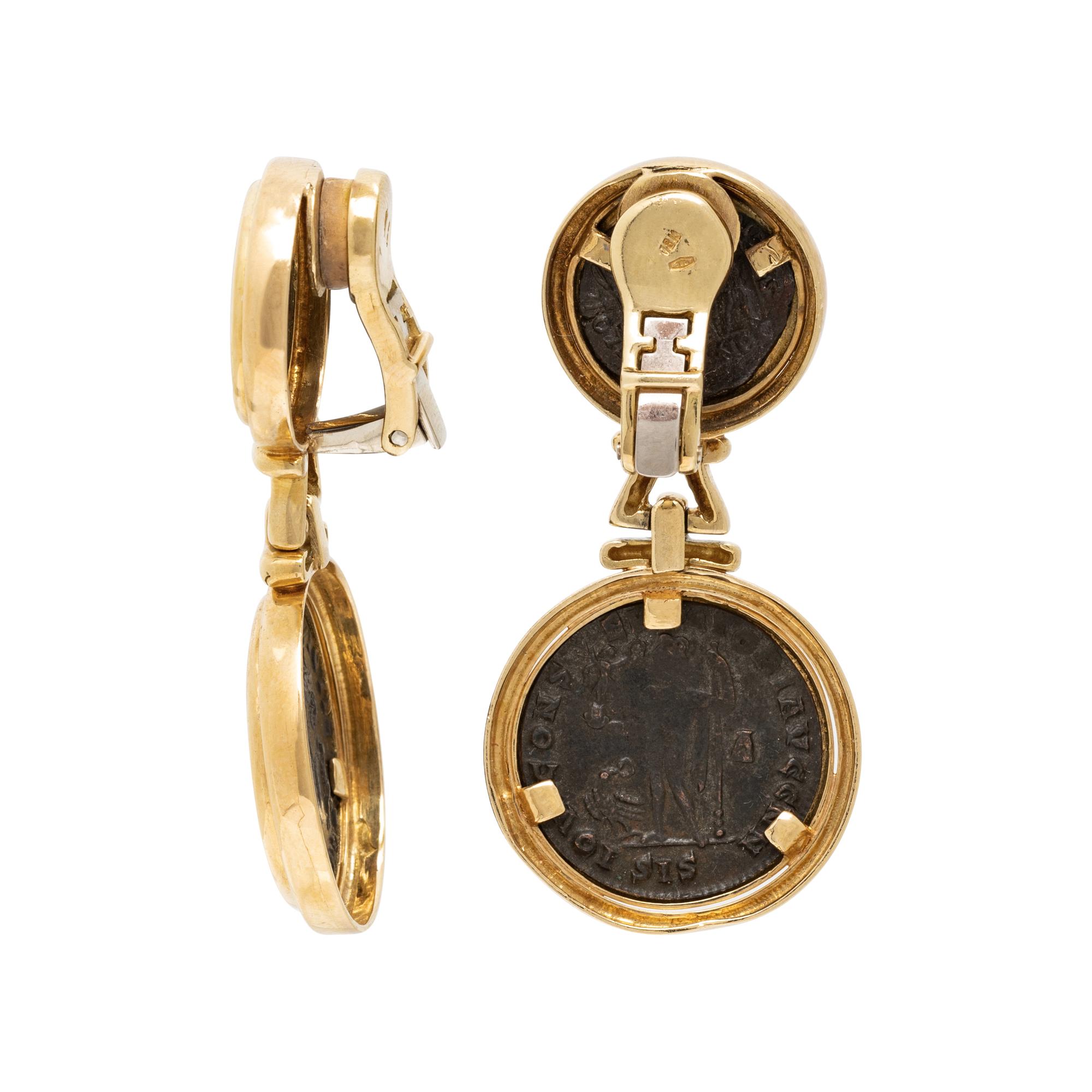 YELLOW GOLD AND COIN EARRINGS