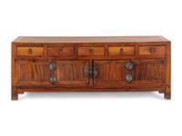 A Chinese Carved Wood Low Cabinet