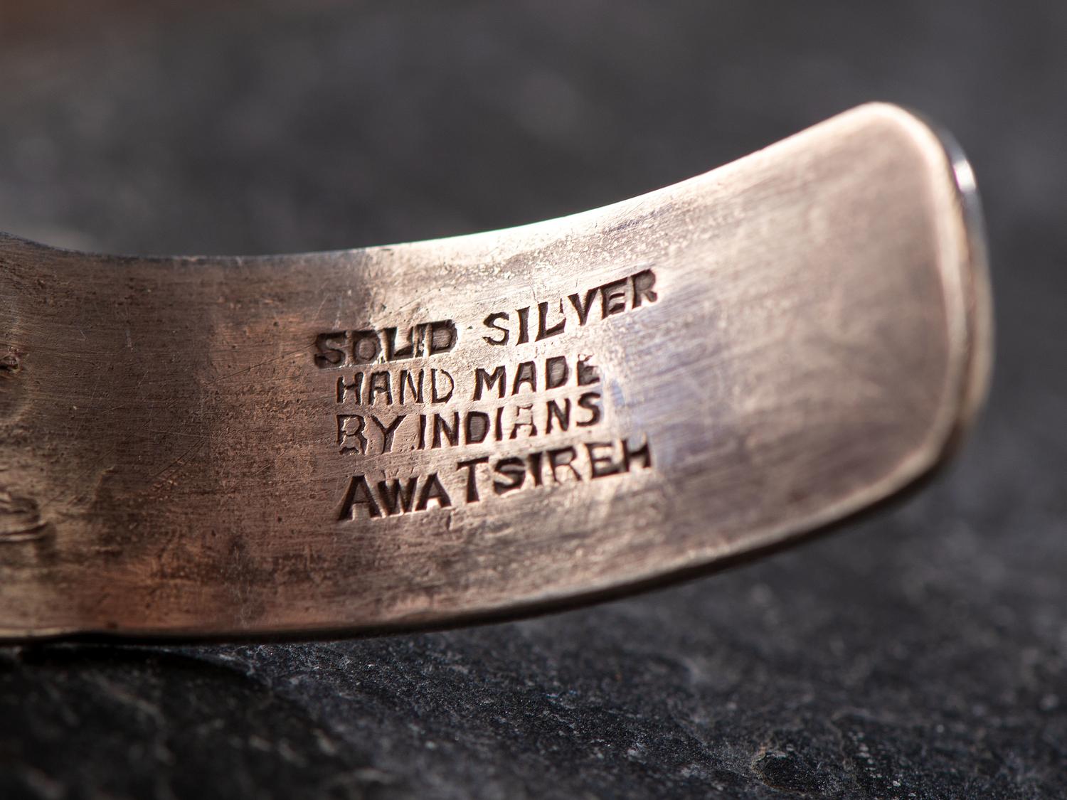 Stamped Silver Split Shank Cuff Bracelet. with Turquoise Cabochons