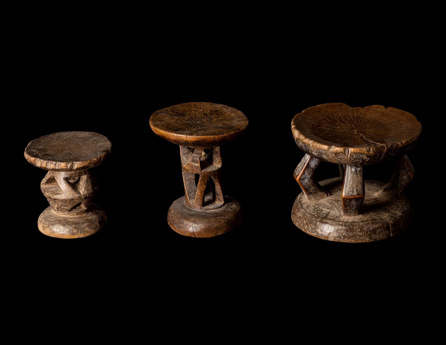 Three Tonga Wood Stools