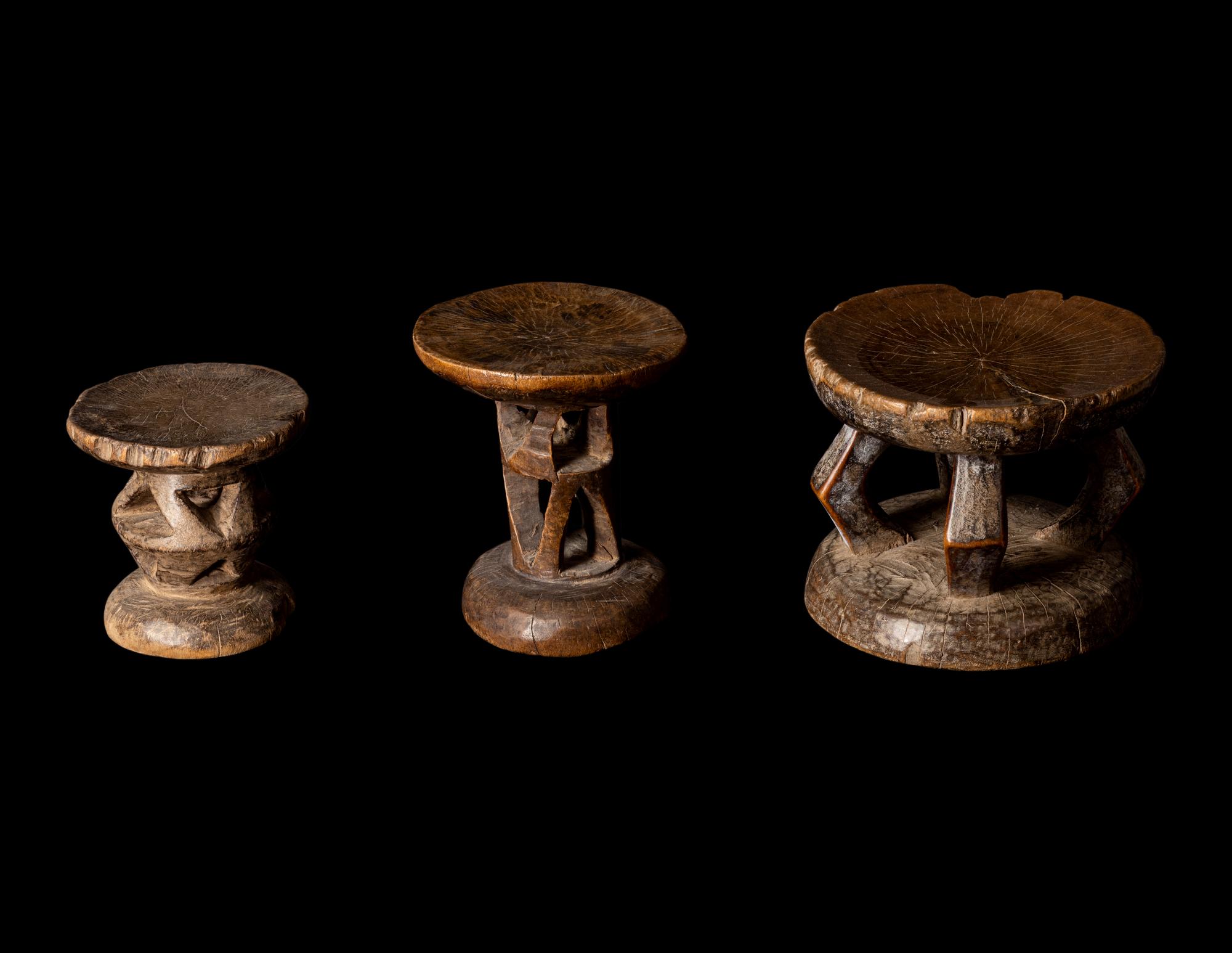 Three Tonga Wood Stools