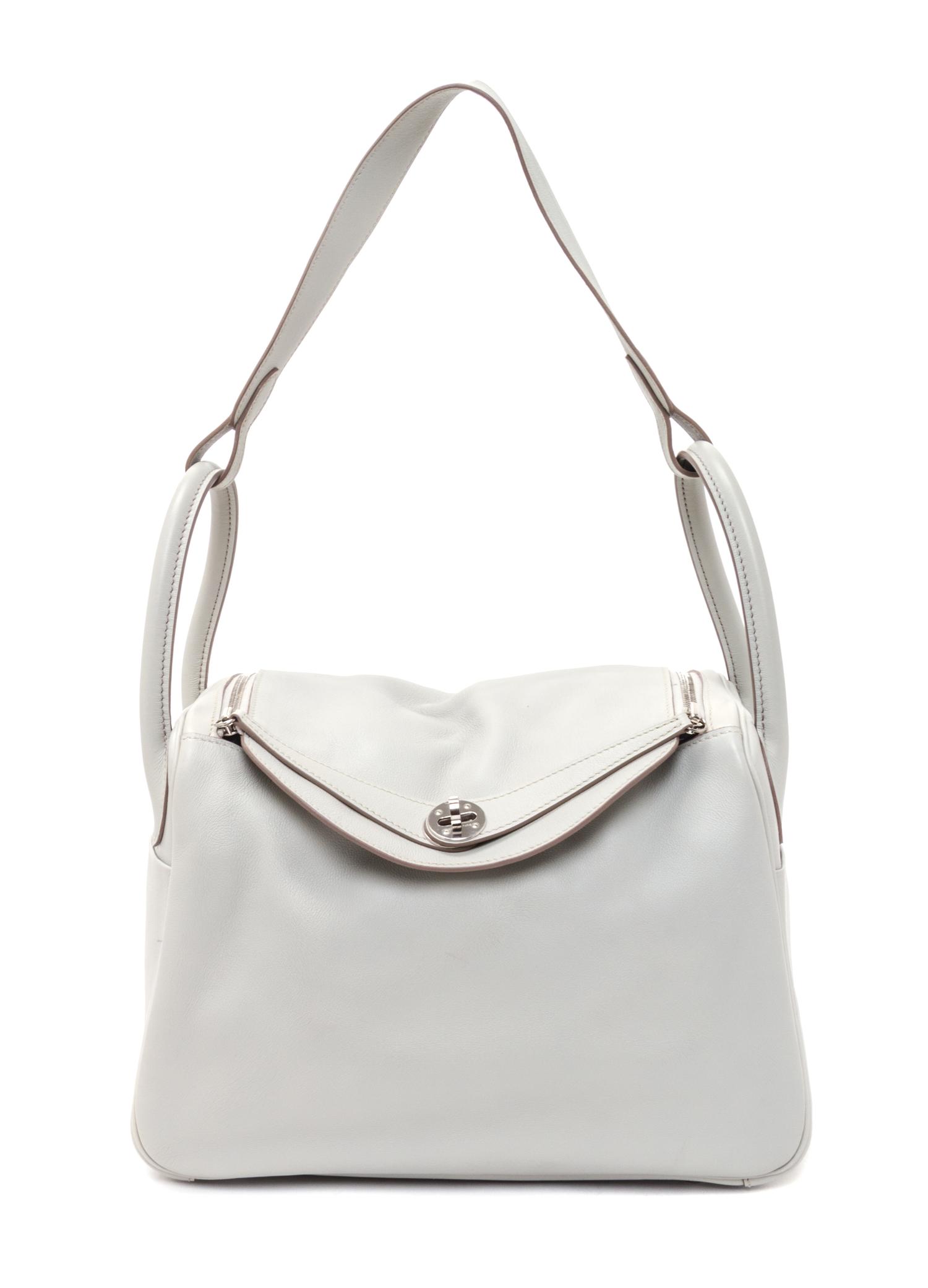 An Hermes Gris Pearle Swift Lindy 30 Handbag, 12" x 7.5" x 6.5".