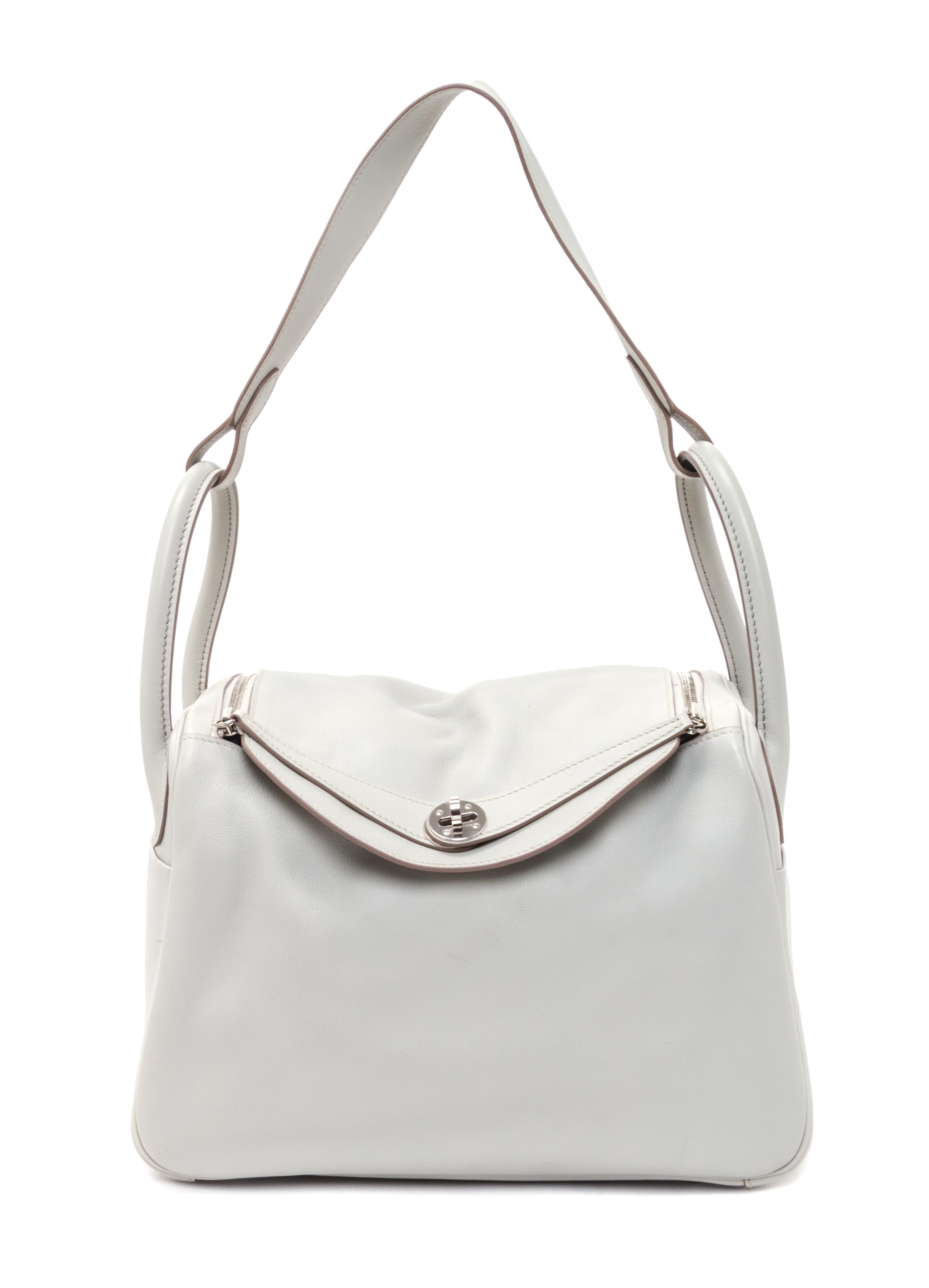 An Hermes Gris Pearle Swift Lindy 30 Handbag, 12" x 7.5" x 6.5".