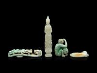 Four Chinese Carved Jade and Jadeite Articles
