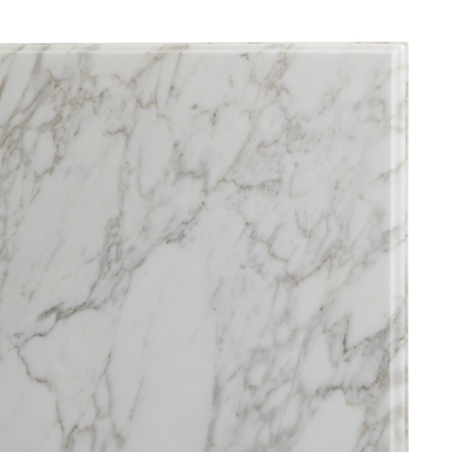 A Contemporary Iron and Carrara Marble Dining Table