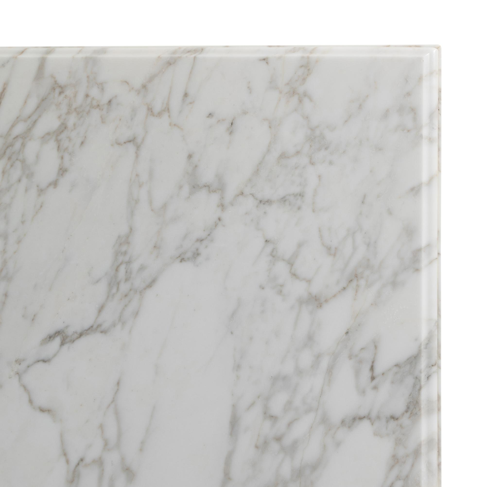 A Contemporary Iron and Carrara Marble Dining Table