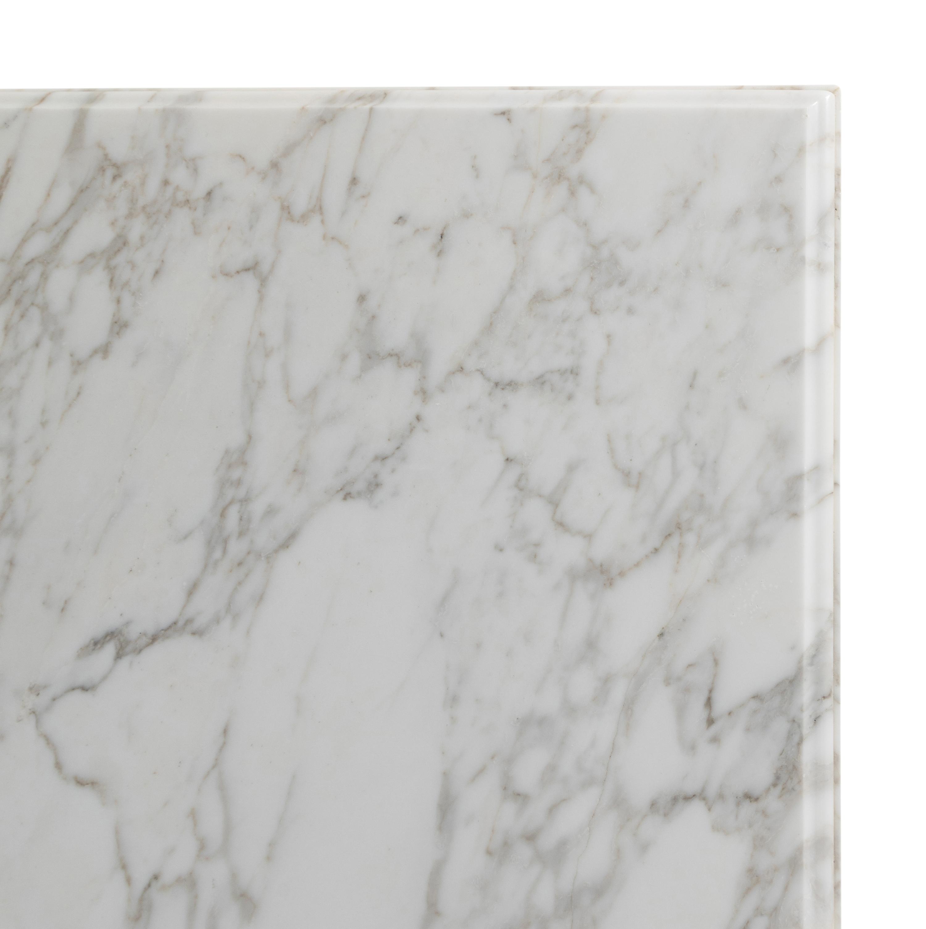 A Contemporary Iron and Carrara Marble Dining Table
