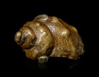 An Unusual Sentoku Bronze Conch Shell-Form Ojime