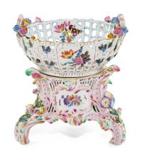 A Herend Porcelain Reticulated Centerpiece Basket