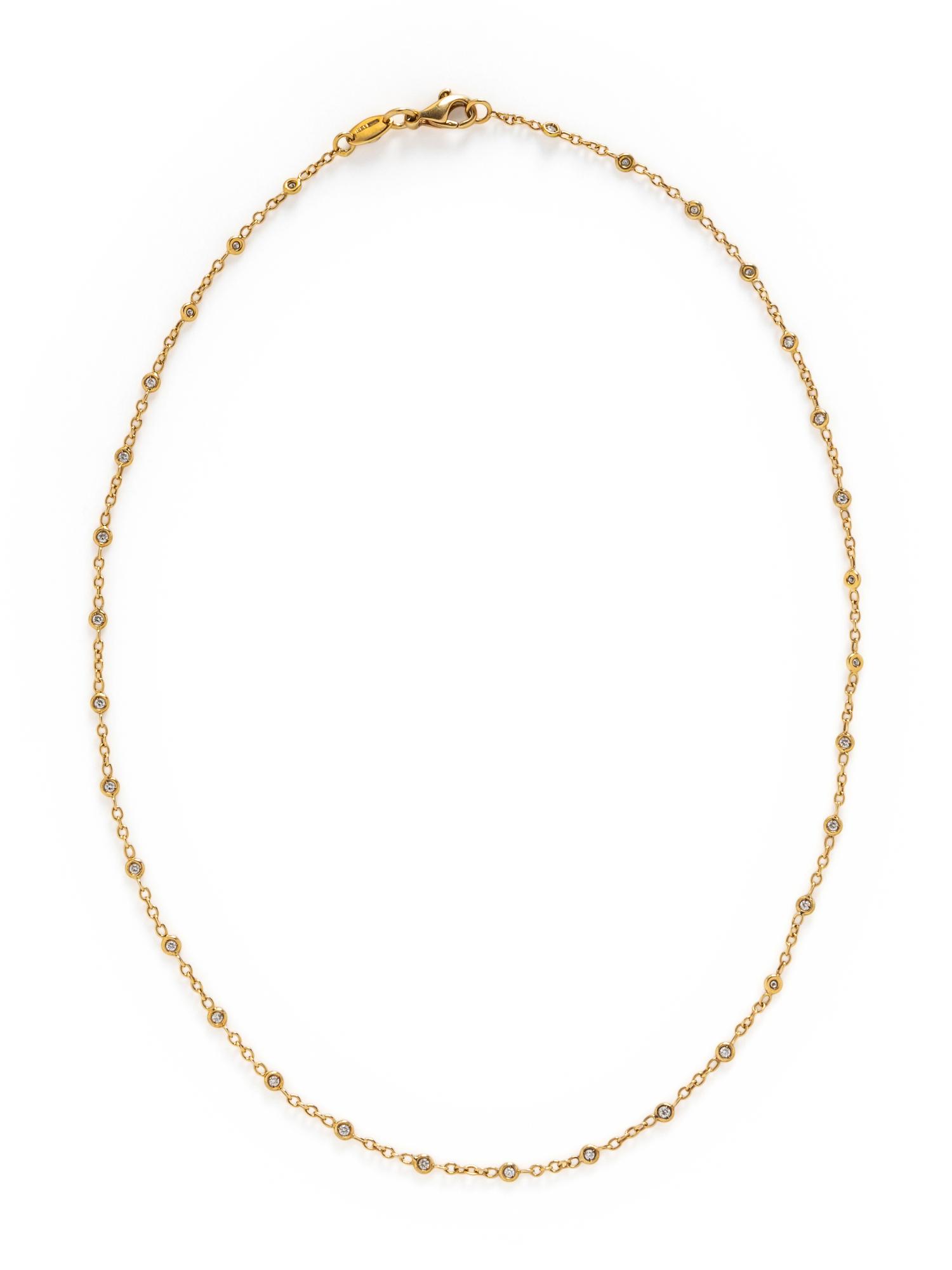 YELLOW GOLD AND DIAMOND STATION NECKLACE