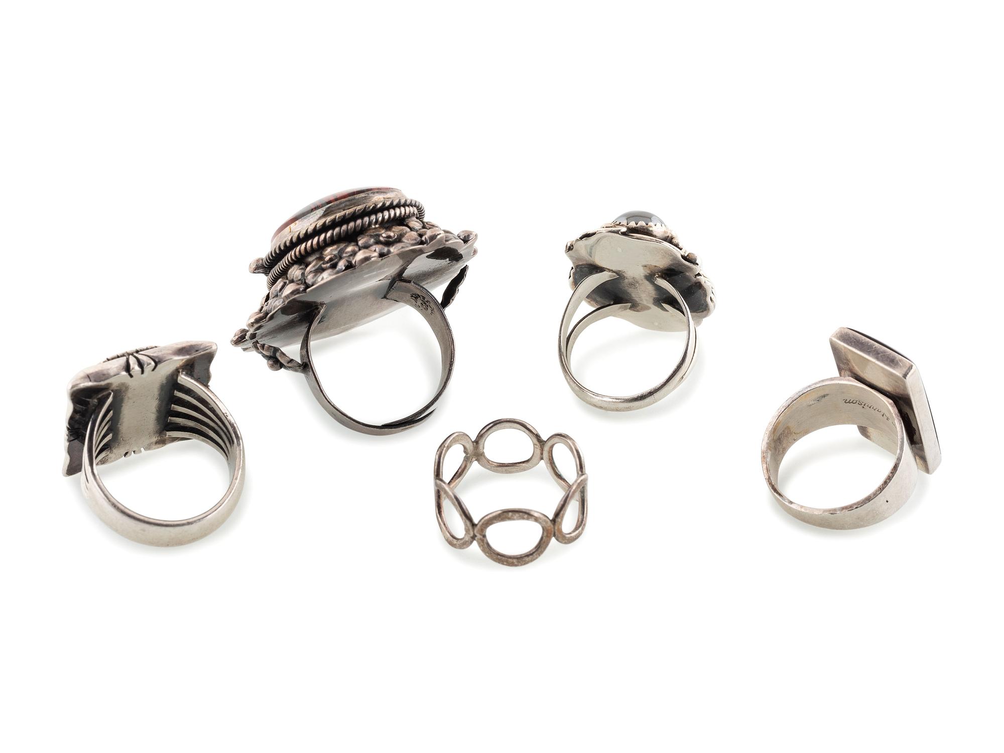 Navajo and Southwestern-style Silver Rings, with Inlay