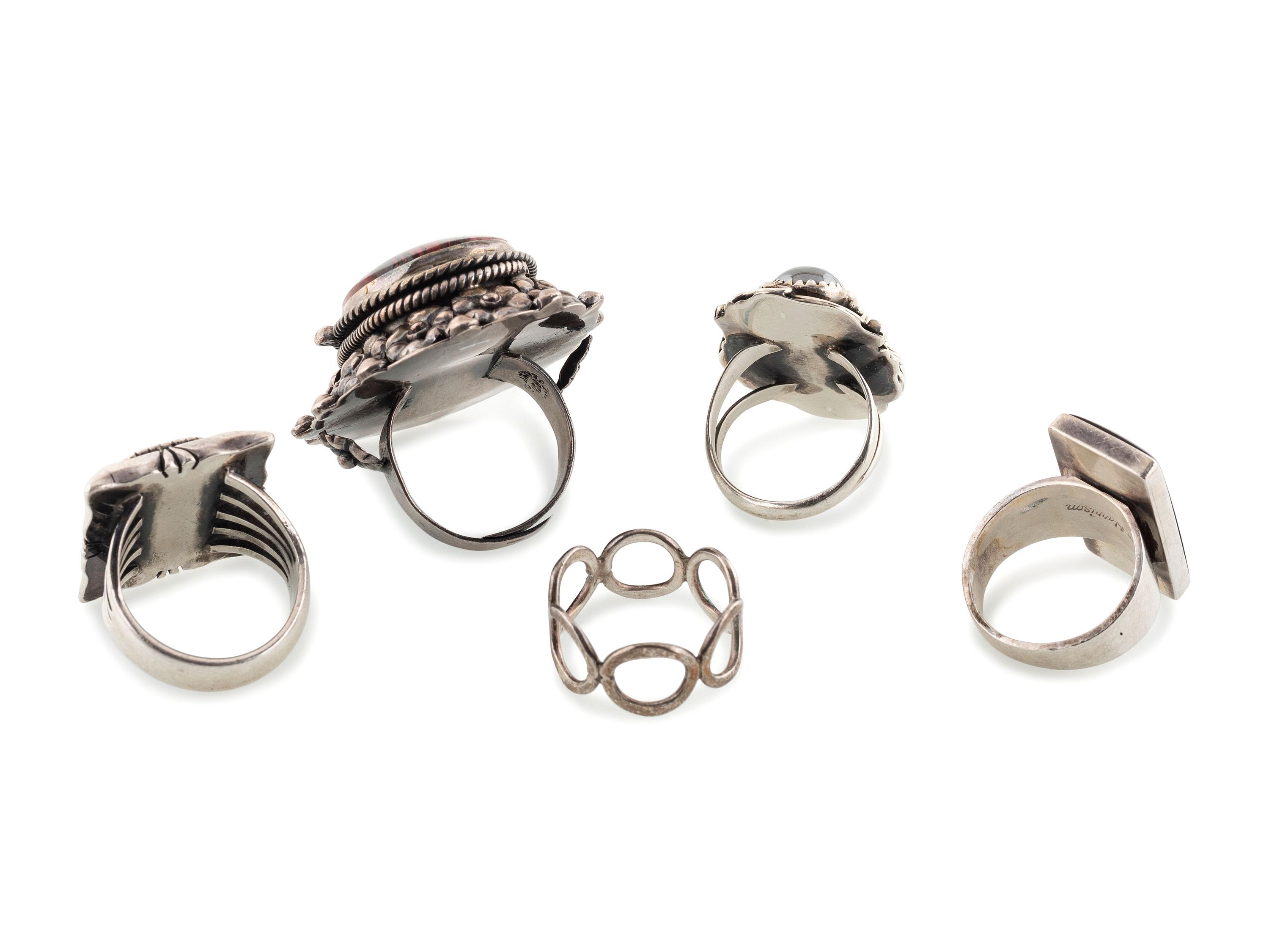 Navajo and Southwestern-style Silver Rings, with Inlay