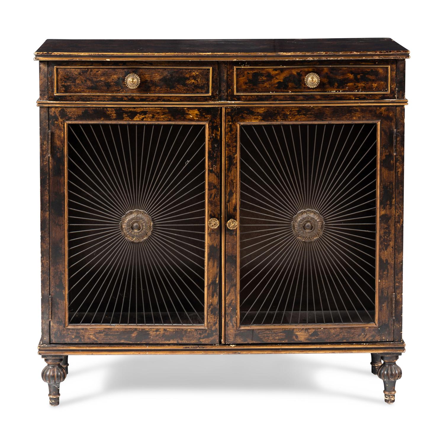 An English Faux Tortoise Shell-Painted Cabinet
