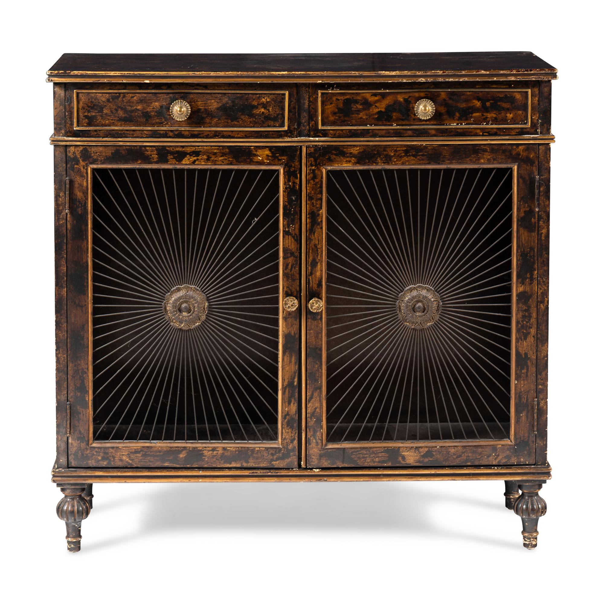 An English Faux Tortoise Shell-Painted Cabinet