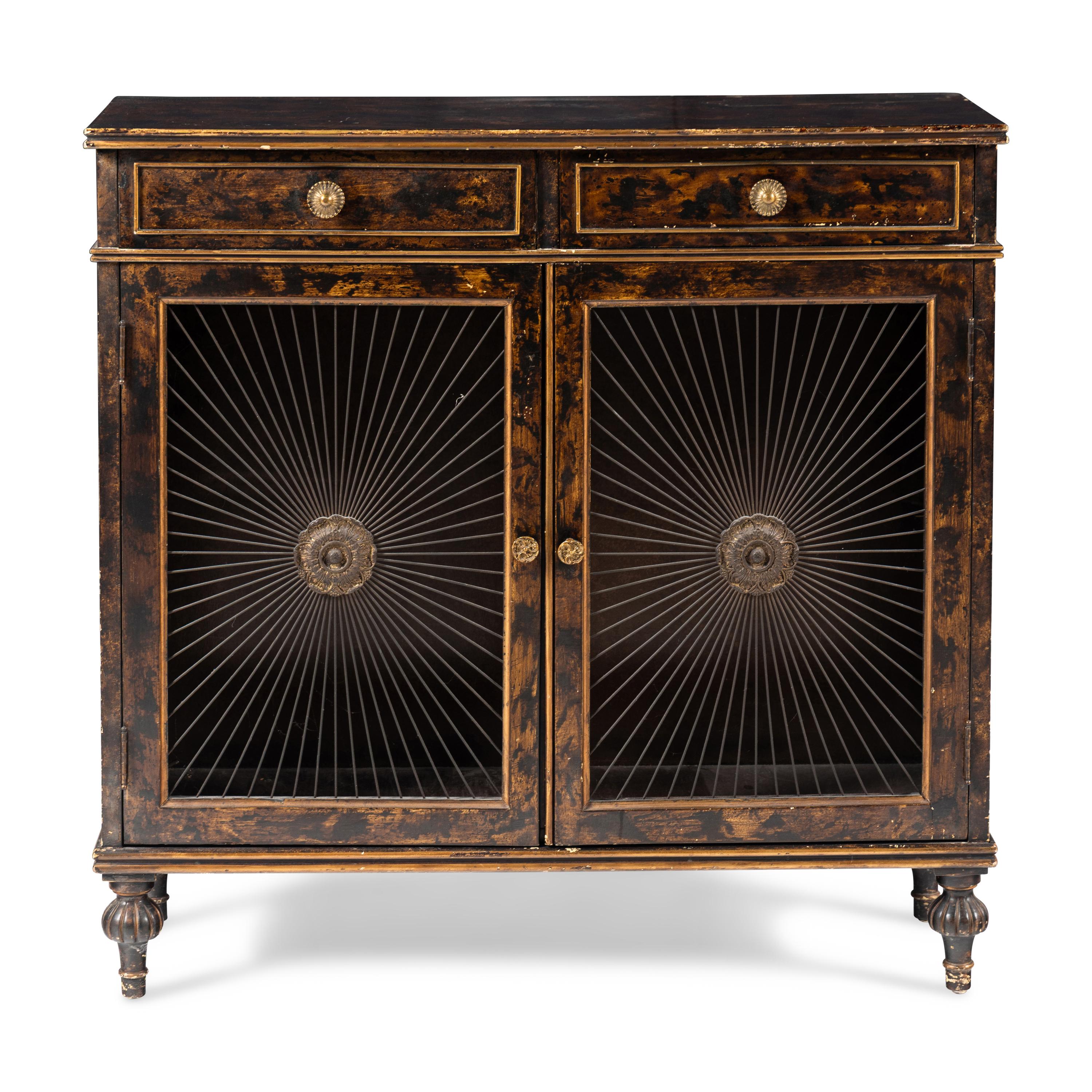 An English Faux Tortoise Shell-Painted Cabinet
