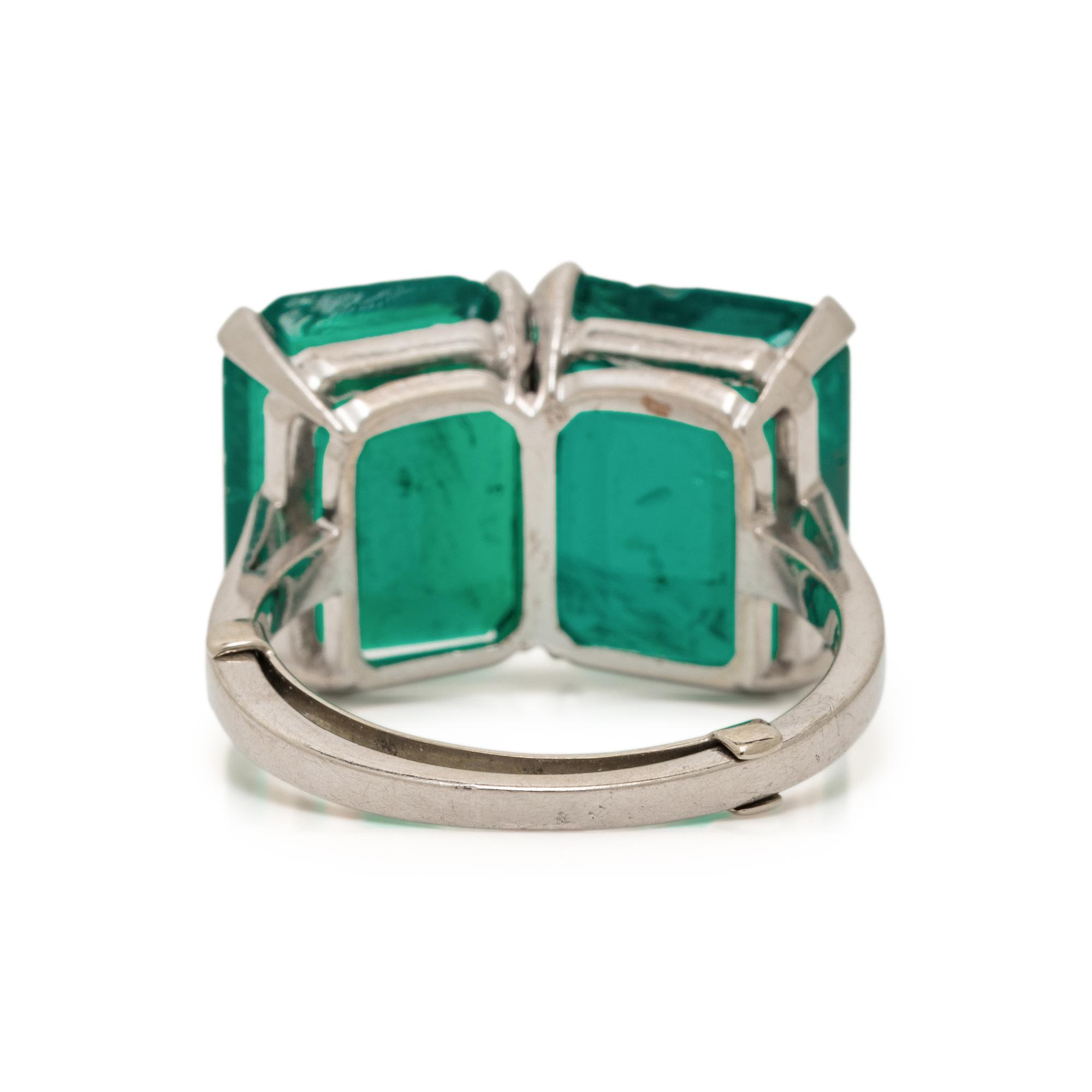 COLOMBIAN EMERALD TWIN STONE RING