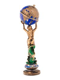 A French Enameled Silver and Diamond-Mounted Figural Hand Seal