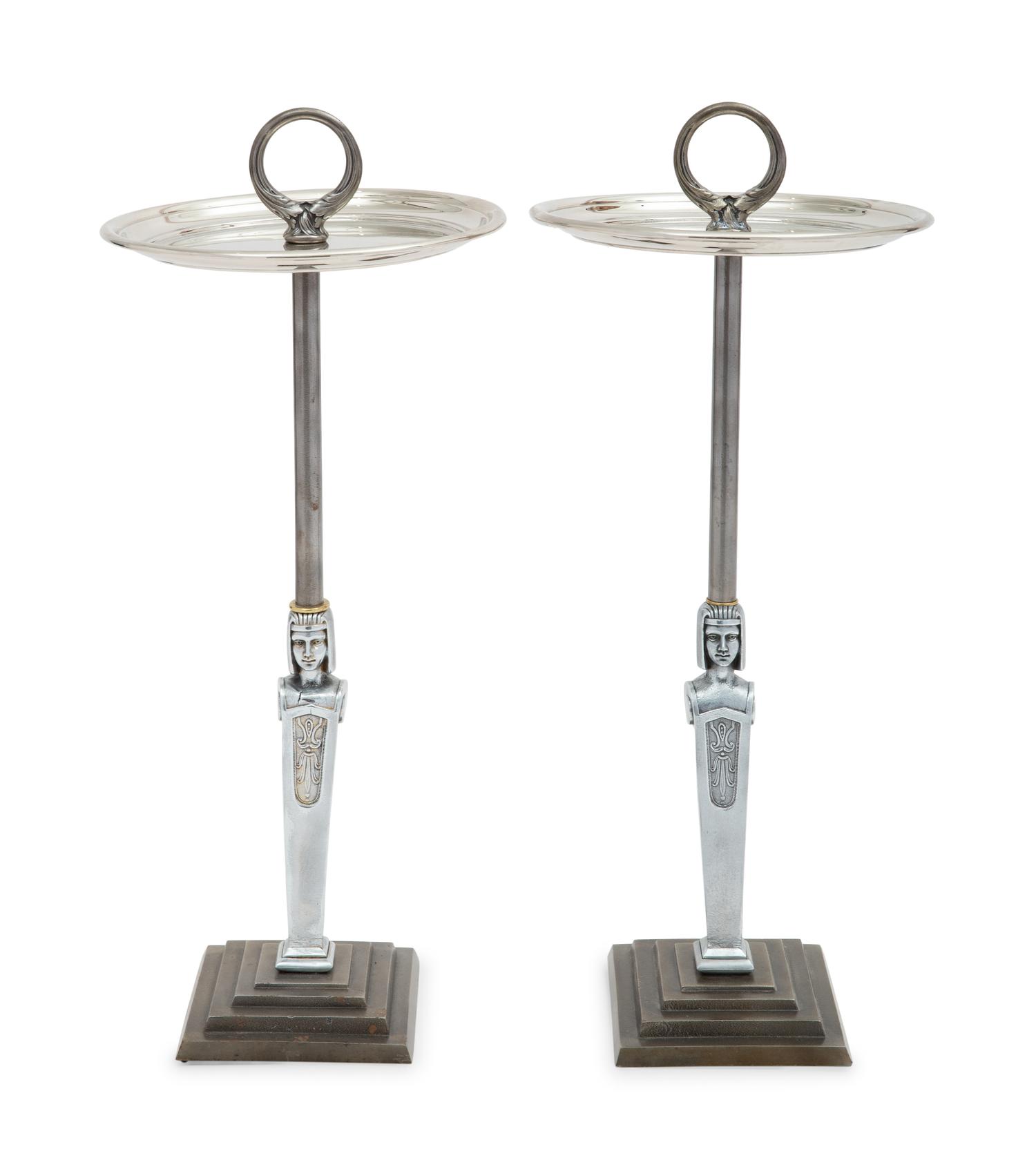 A Pair of American Metal Smoking Stands
