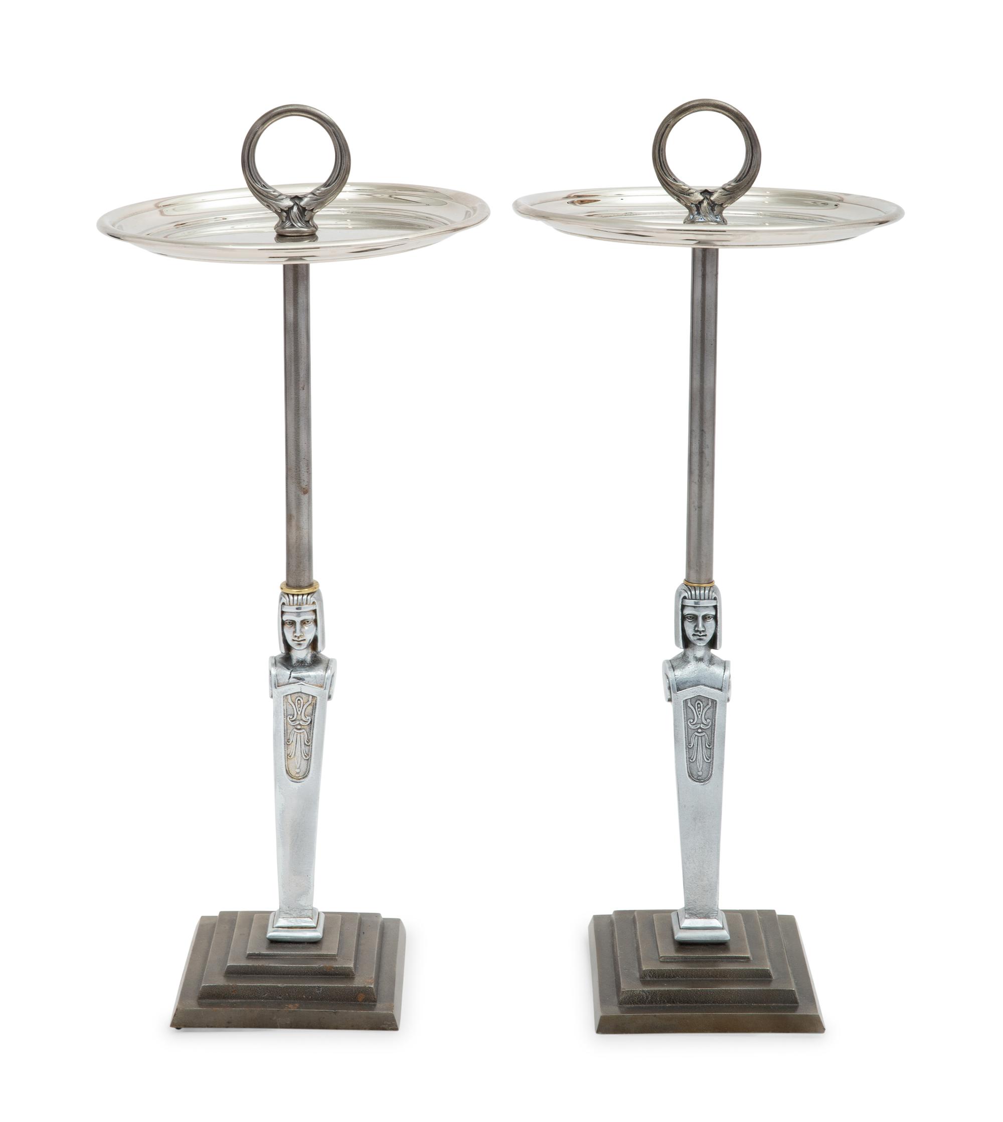 A Pair of American Metal Smoking Stands