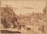 Circle of Paul Bril (Flemish, 1554-1626) — Paysage Fluvial, une Église sur les Hauteurs