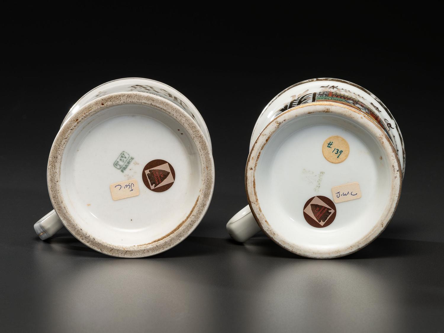 Two Grocer's Porcelain Occupational Shaving Mugs