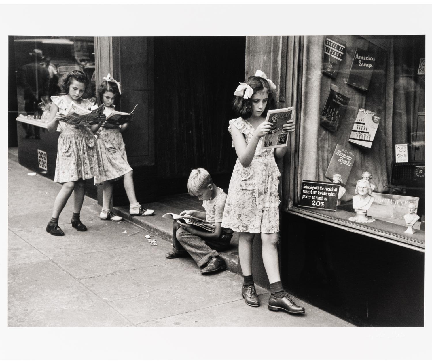 Ruth Orkin (1921-1985) Comic Book Readers, West Village, New York City, 1948