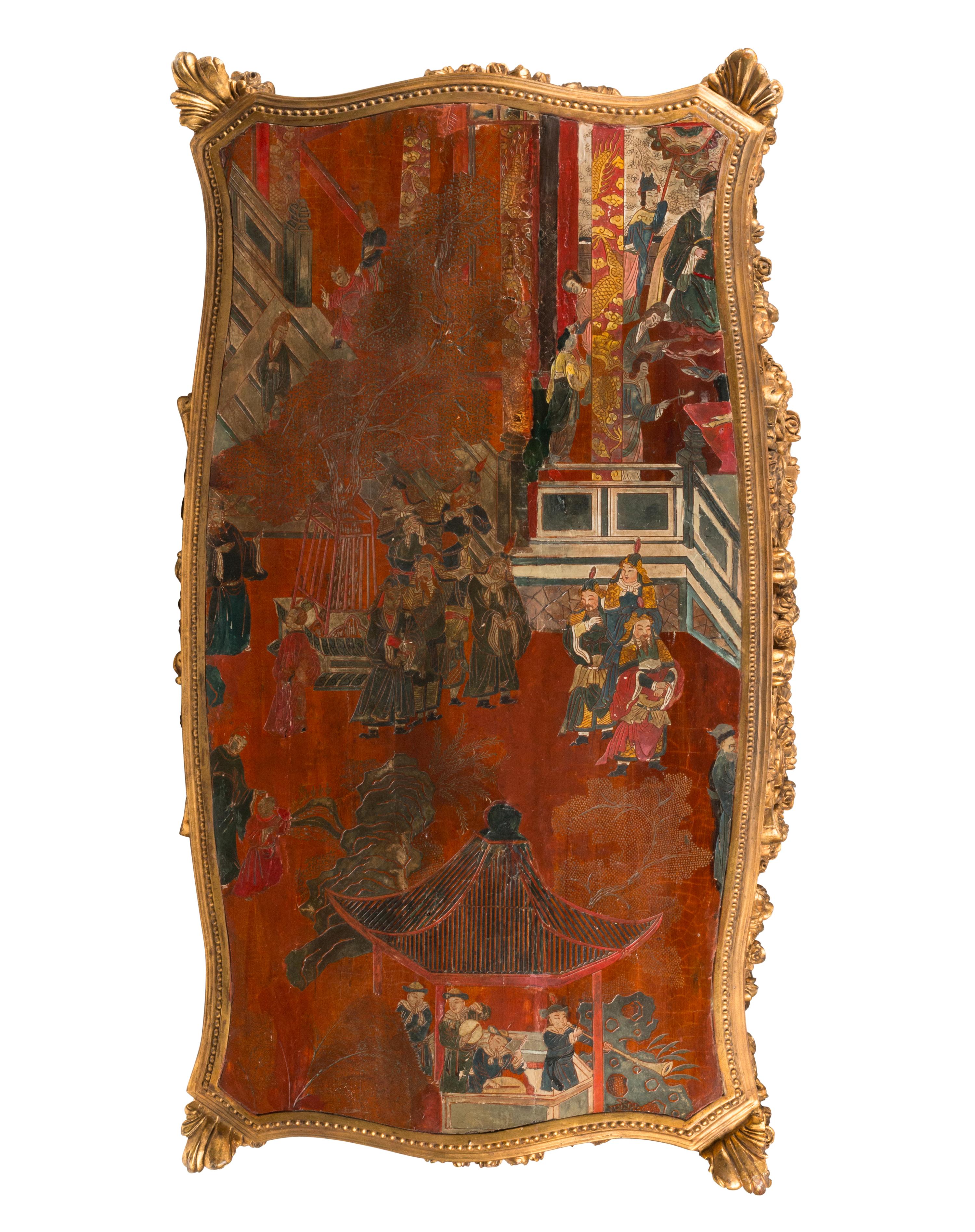 An Italian Carved Giltwood and Chinese Lacquer-Inset Center Table