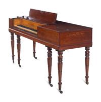 A George III Mahogany and Satinwood Square Piano