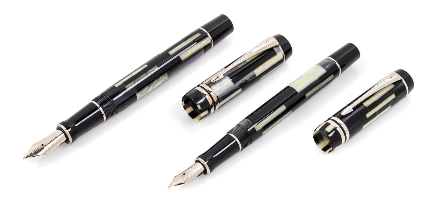 A Pair of Parker Duofold Mosaic Special Edition Fountain Pens