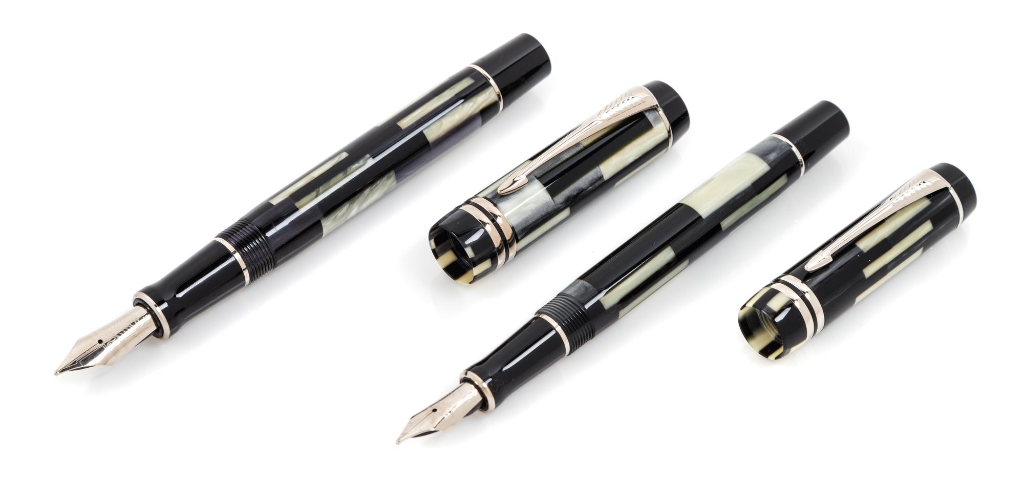 A Pair of Parker Duofold Mosaic Special Edition Fountain Pens