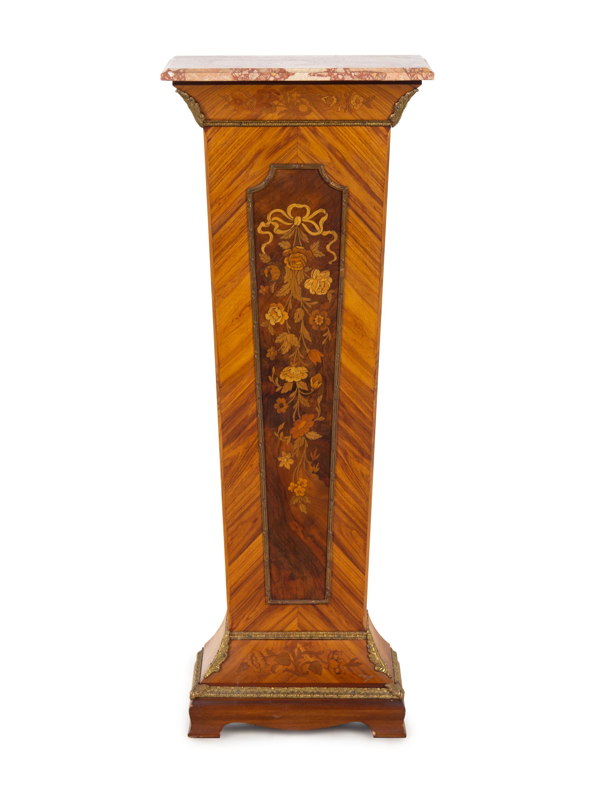 A French Gilt Bronze Mounted and Inlaid Pedestal