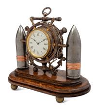 A Continental Steel and Brass Nautical Mantel Clock