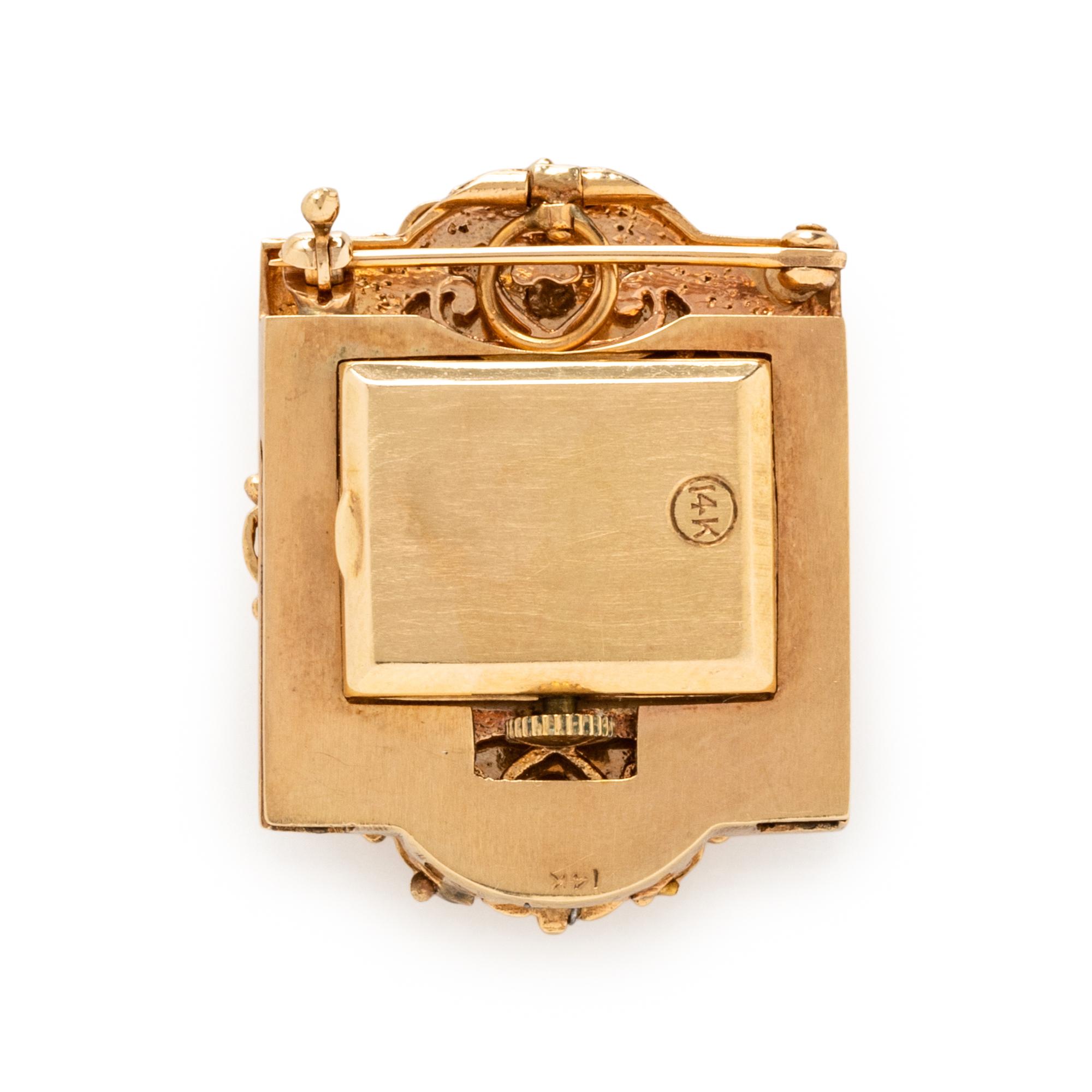 YELLOW GOLD, ENAMEL, AND SEED PEARL SURPRISE WATCH