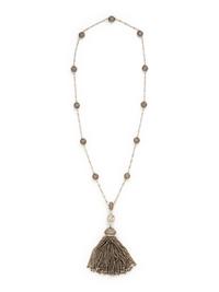 EVELYN CLOTHIER, COLORED DIAMOND, DIAMOND AND CULTURED PEARL TASSEL NECKLACE