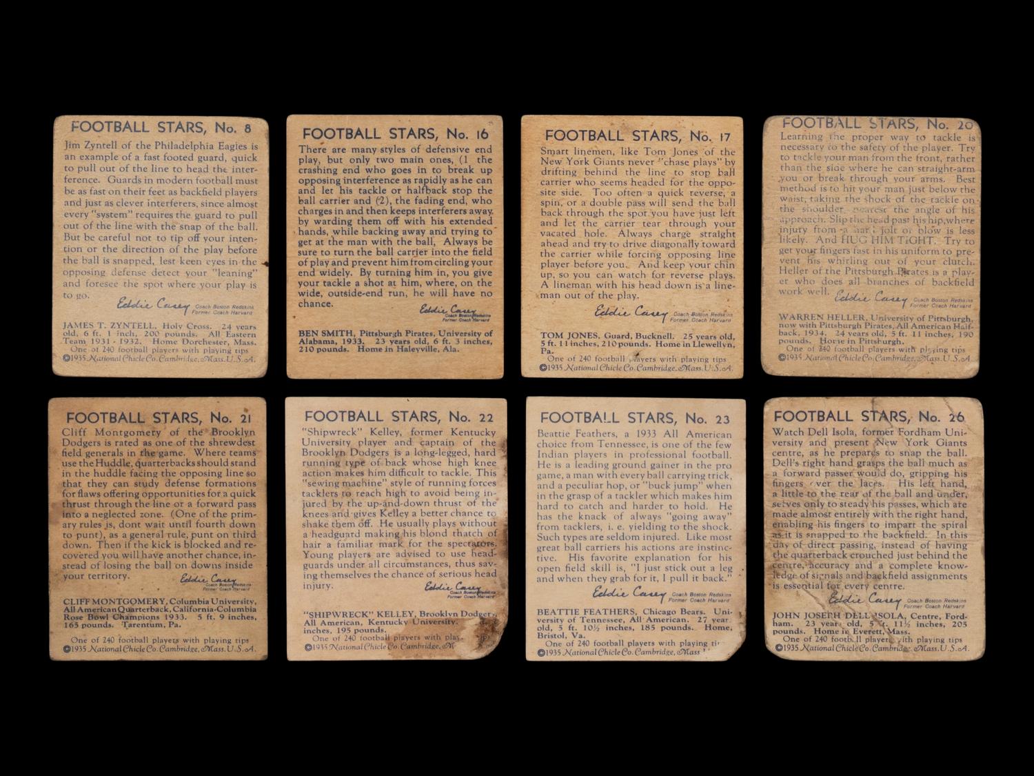 A Group of 1935 National Chicle Football Stars Cards Including Key Issues