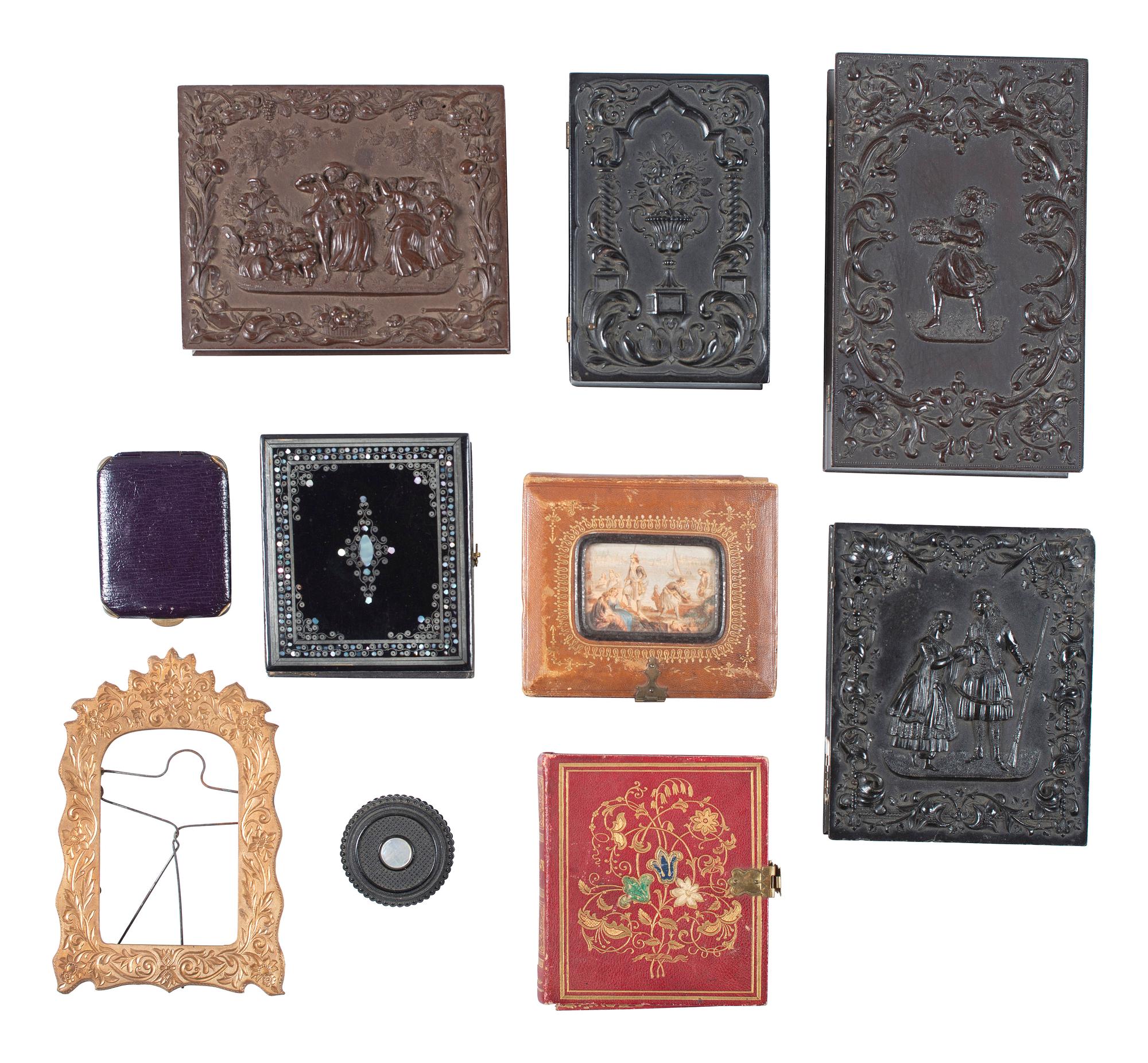 [EARLY PHOTOGRAPHY]. Group of cases, frames, and images.