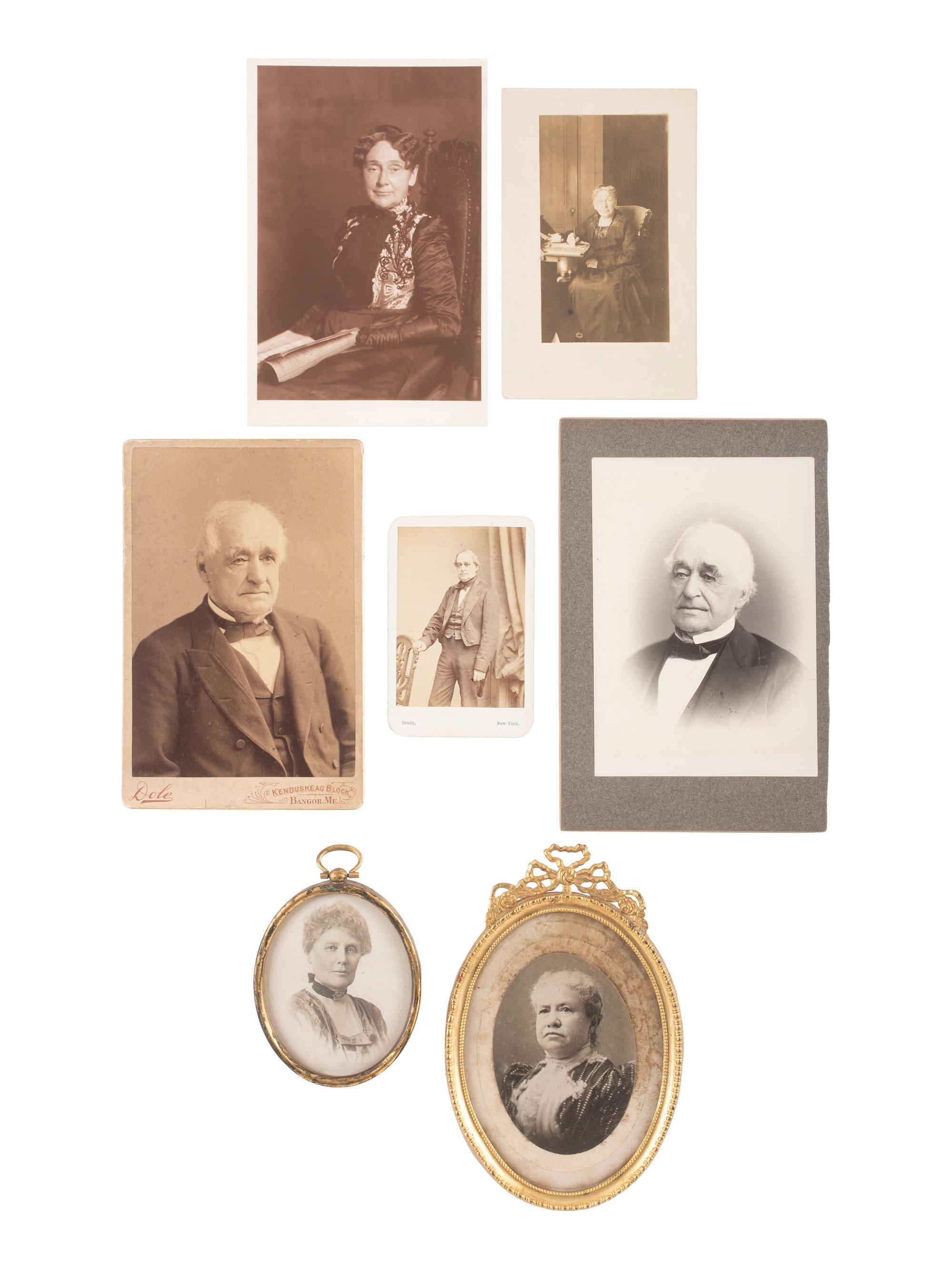 [HAMLIN, Hannibal (1809-1891)]. A group of 14 photographs of Hannibal Hamlin, family members, and the Hamlin Homestead in Paris Hill, Maine, descended directly in the family of Hannibal Hamlin.