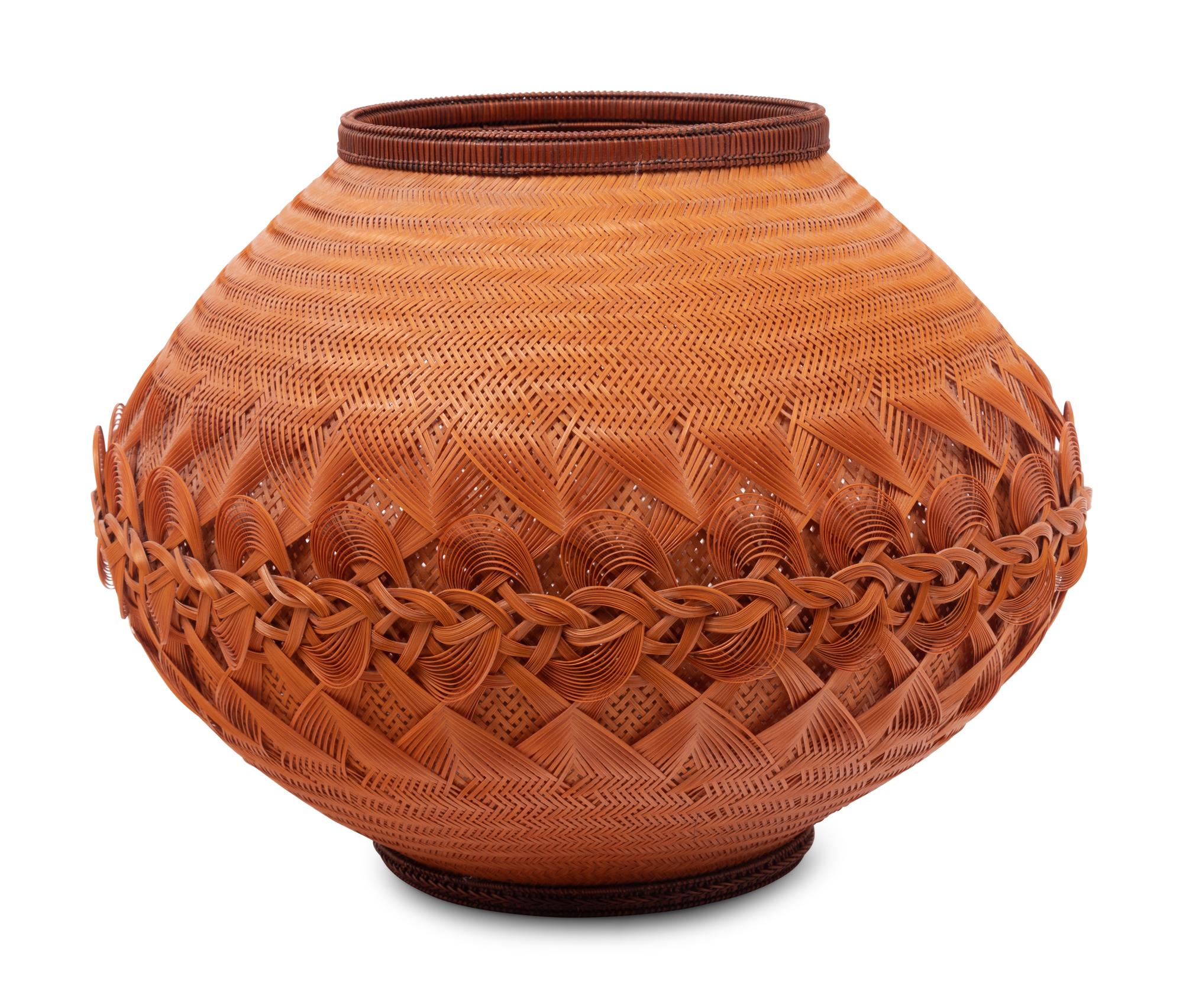 A Japanese Ikebana Bamboo Flower Arranging Basket
