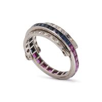 DIAMOND, RUBY, AND SAPPHIRE FLIP RING