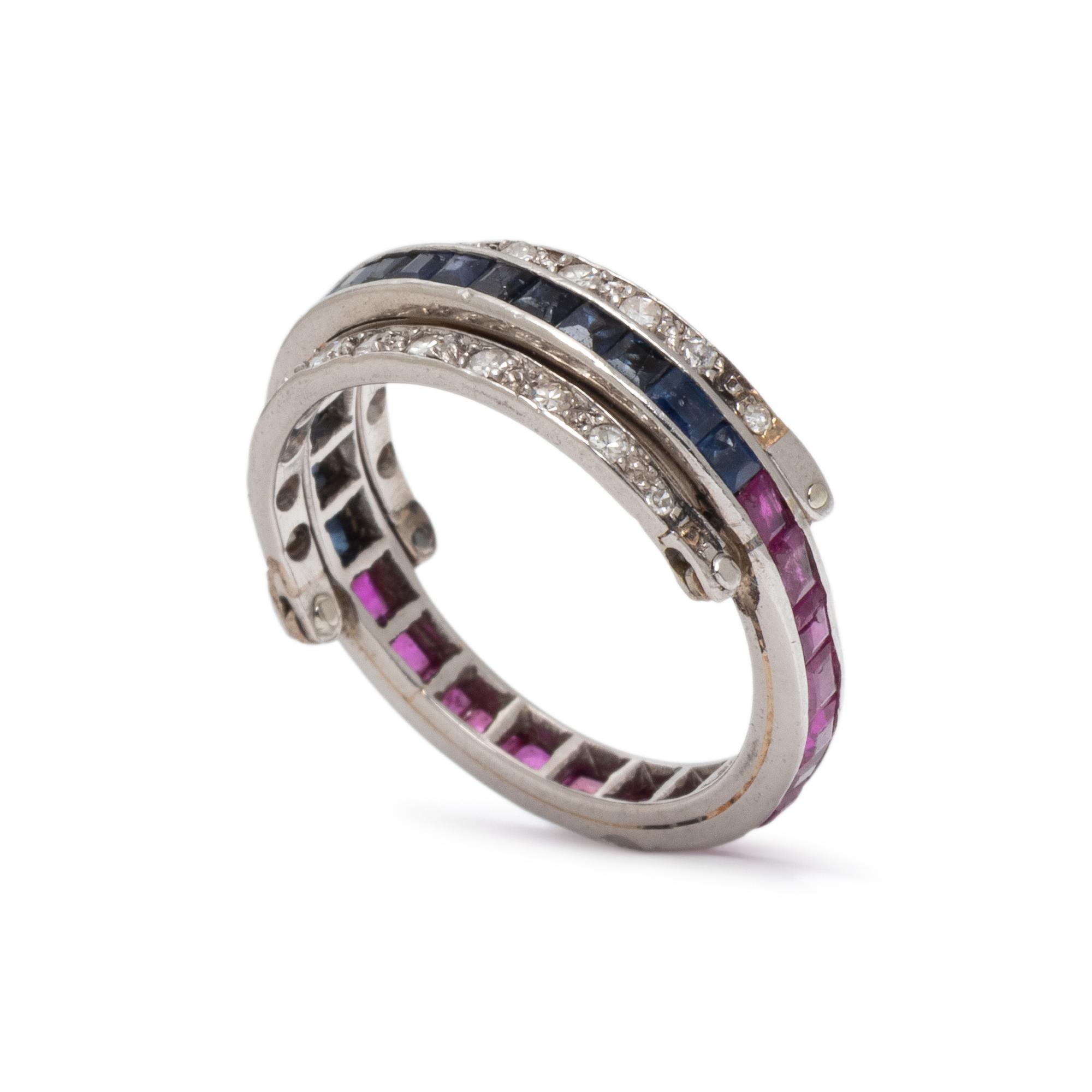 DIAMOND, RUBY, AND SAPPHIRE FLIP RING