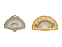 A Pair of Continental Mother of Pearl and Lace Framed Fans — 19TH CENTURY