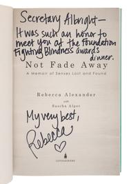 MEMOIRS A group of 7 works, most FIRST EDITIONS INSCRIBED TO SECRETARY ALBRIGHT: