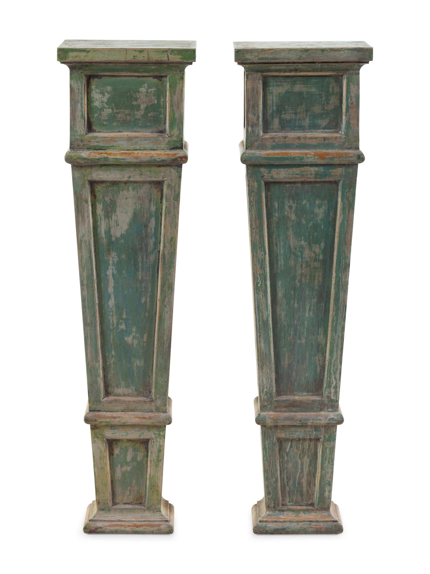 A Pair of Painted Pedestals