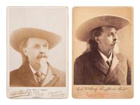 [WILD WEST SHOWS]. A group of 2 cabinet cards of William F. "Buffalo Bill" Cody by STACY and BRISBOIS.