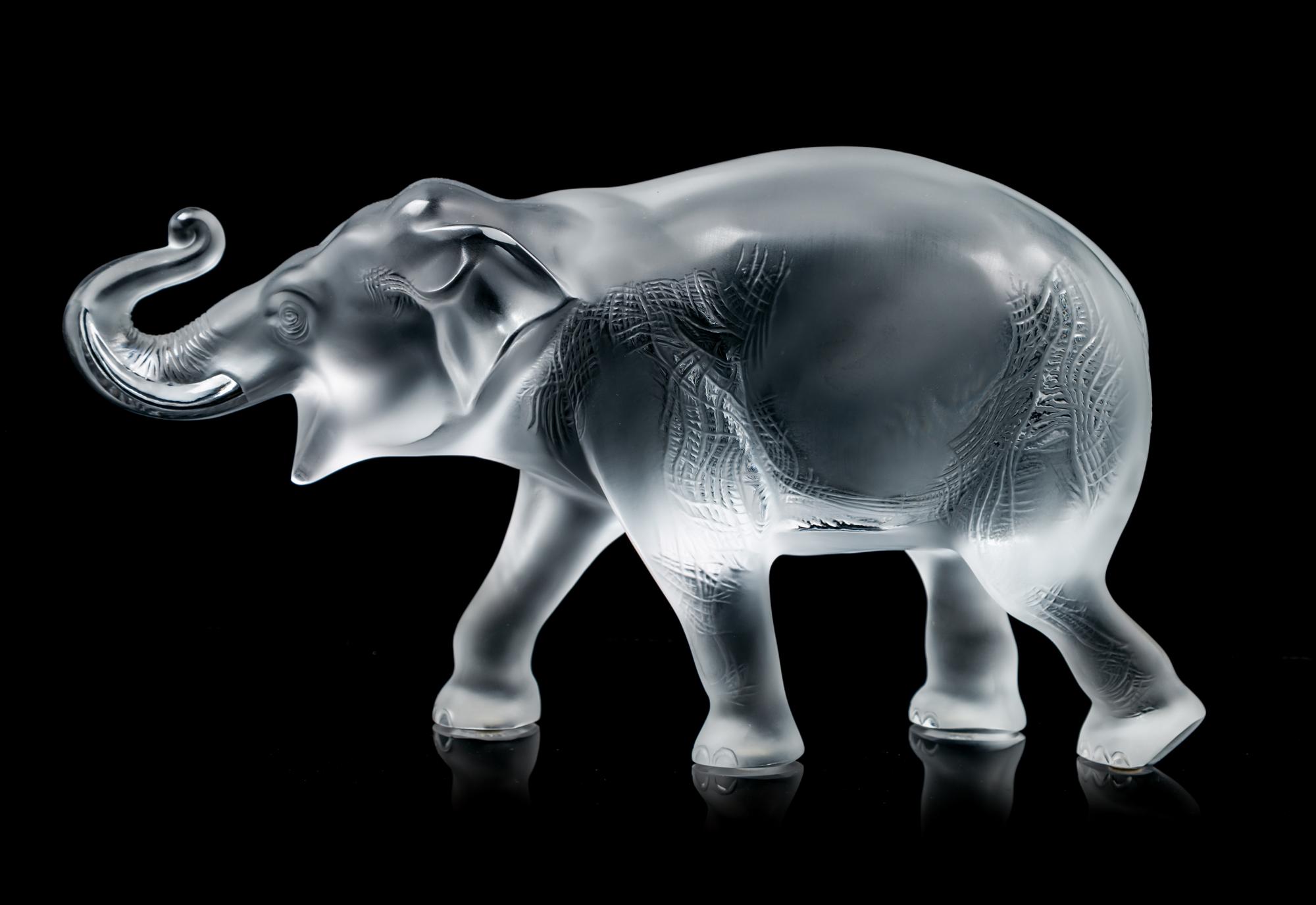 A Lalique Elephant Length 14 inches.