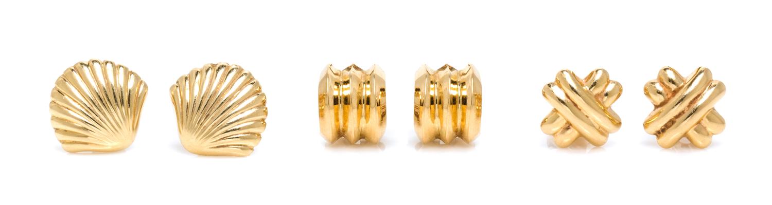 A Collection of Yellow Gold Earrings, 8.00 dwts.