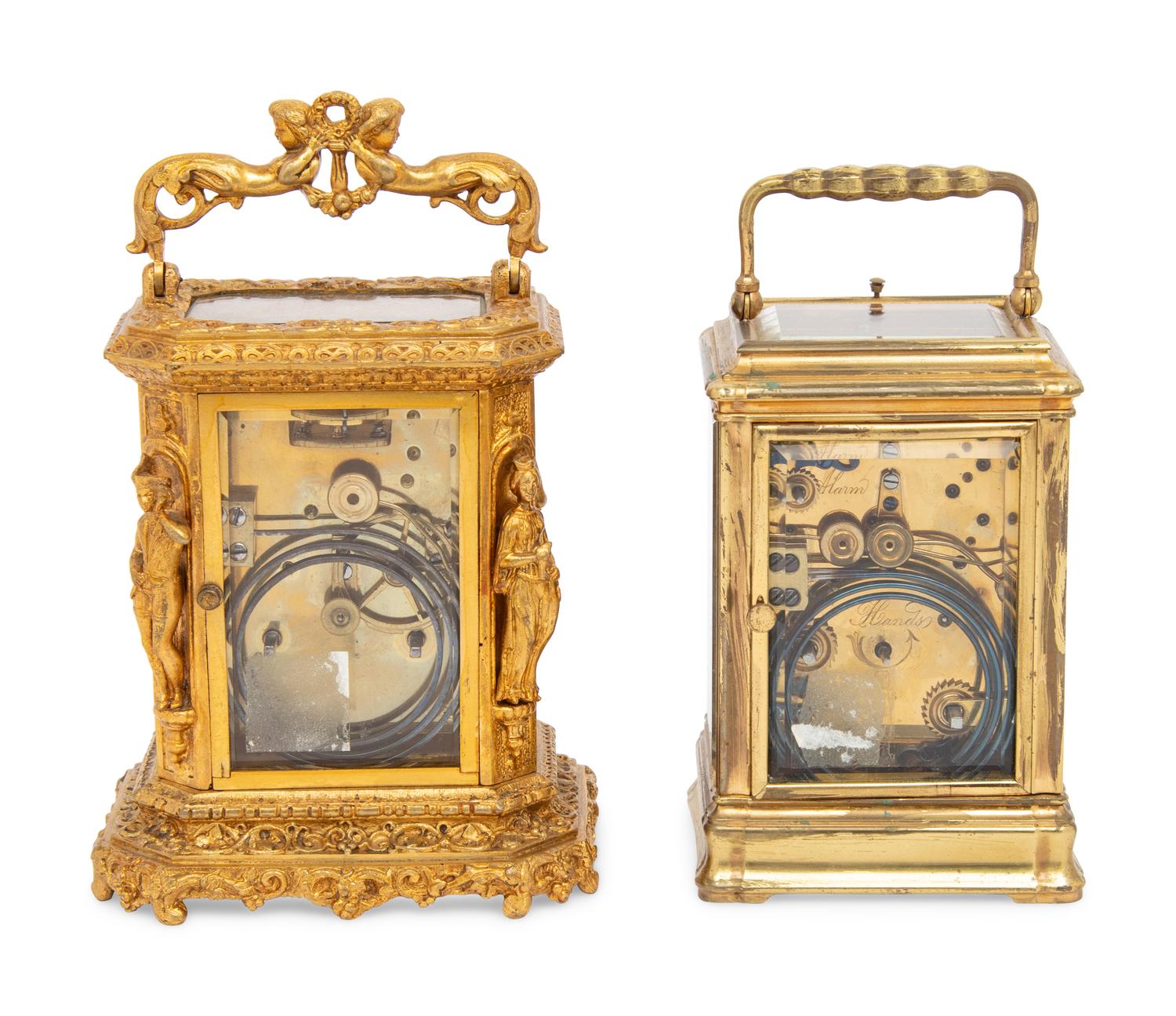 Two French Gilt-Brass Carriage Clocks