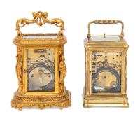 Two French Gilt-Brass Carriage Clocks