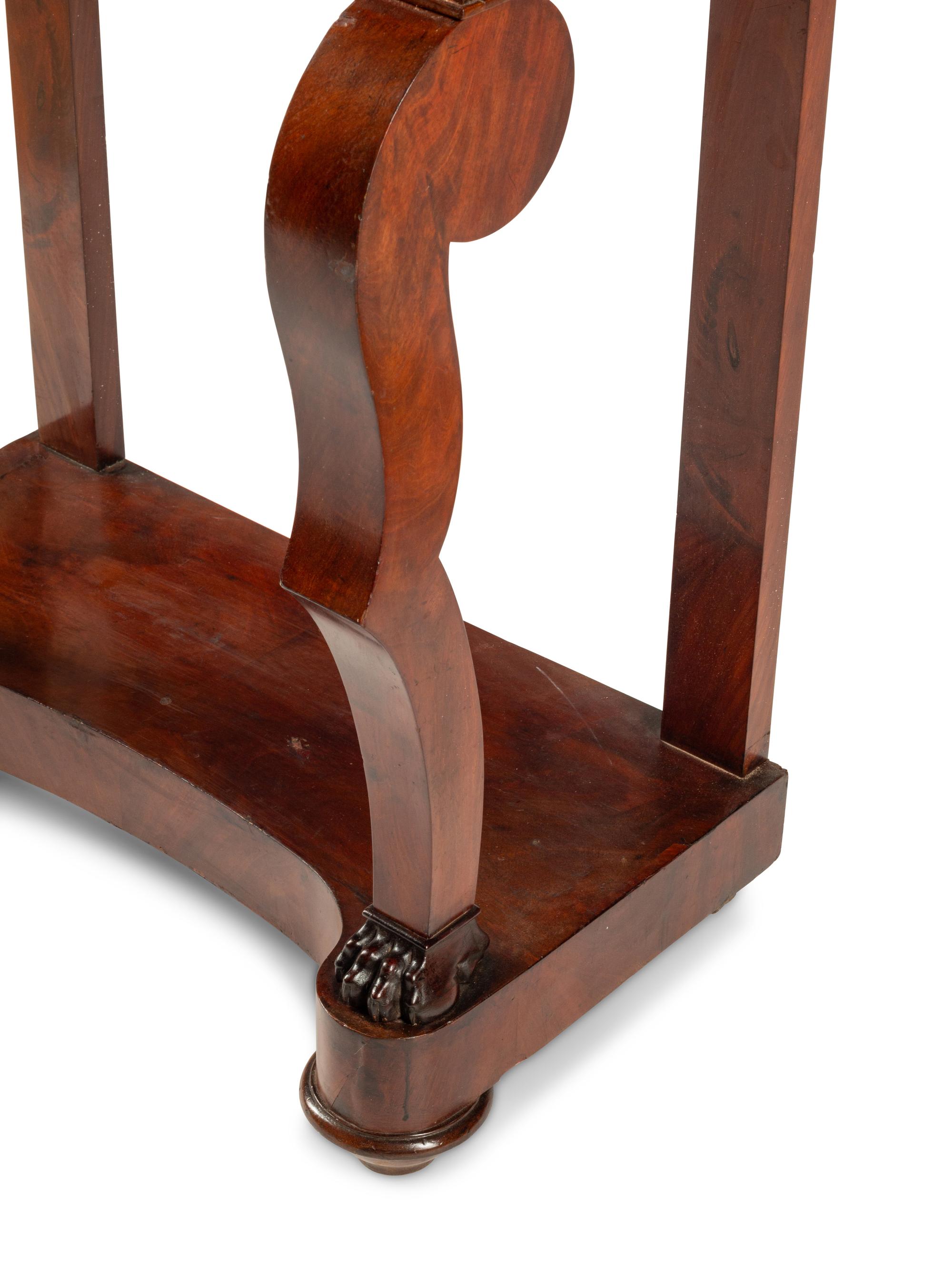 An Empire Style Gilt Bronze Mounted Mahogany Marble-Top Pier Table